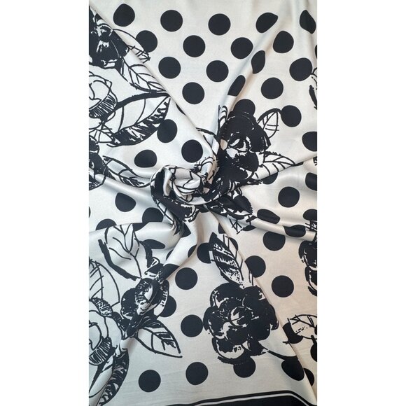 2/$30 NEW Groovy Retro Flower Power Black White Geometric Printed Silky Scarf - Picture 4 of 10